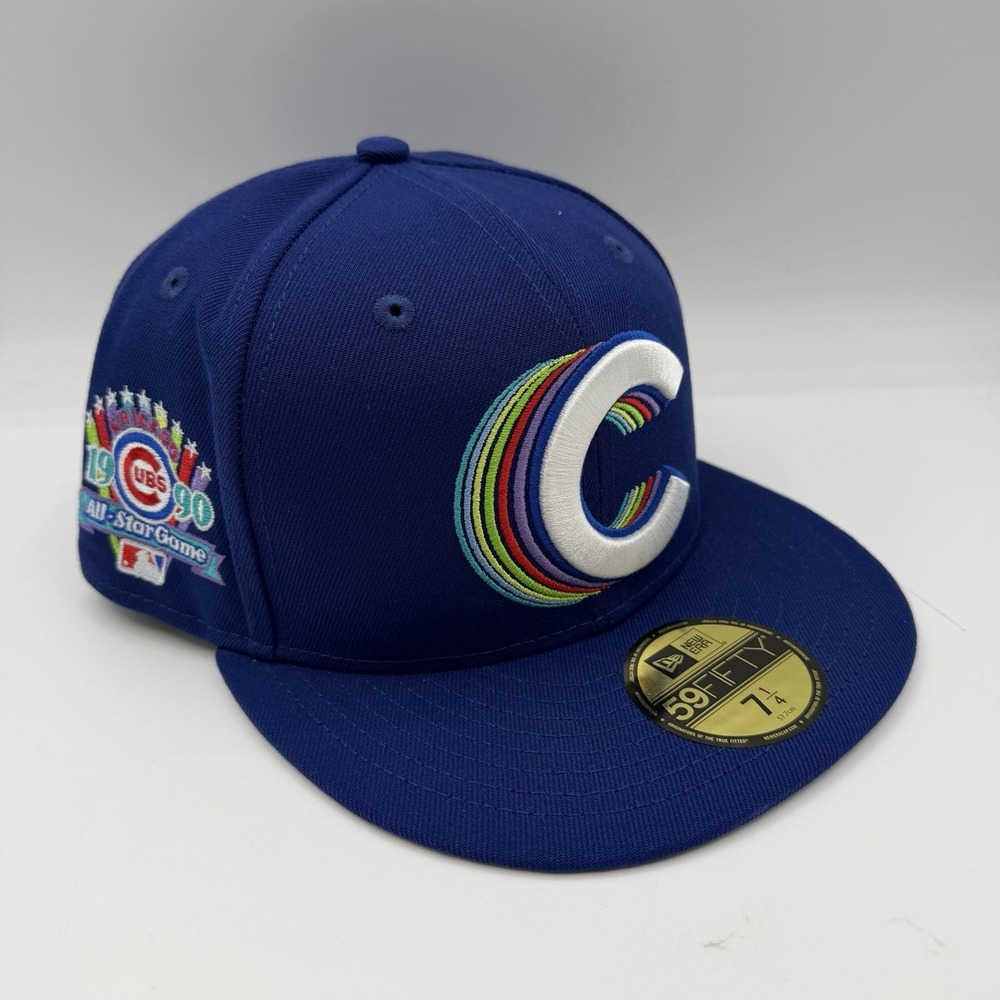 New Era 59Fifty Chicago Cubs Hat Cap Sz 7 1/4 Blue 1990 MLB All Star Game Fitted